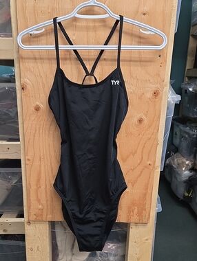 TYR Size M Black One Piece Backless Swimsuit